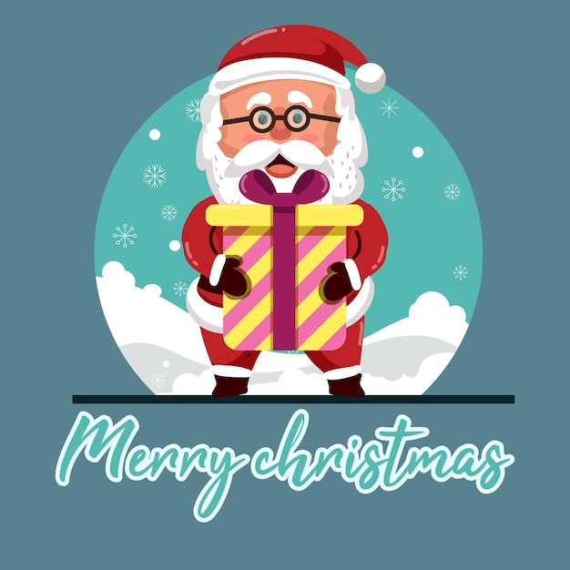 Christmas card with cheerful santa claus