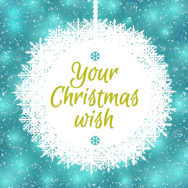 Christmas card with christmas ball consisting of snowflake and place for your christmas