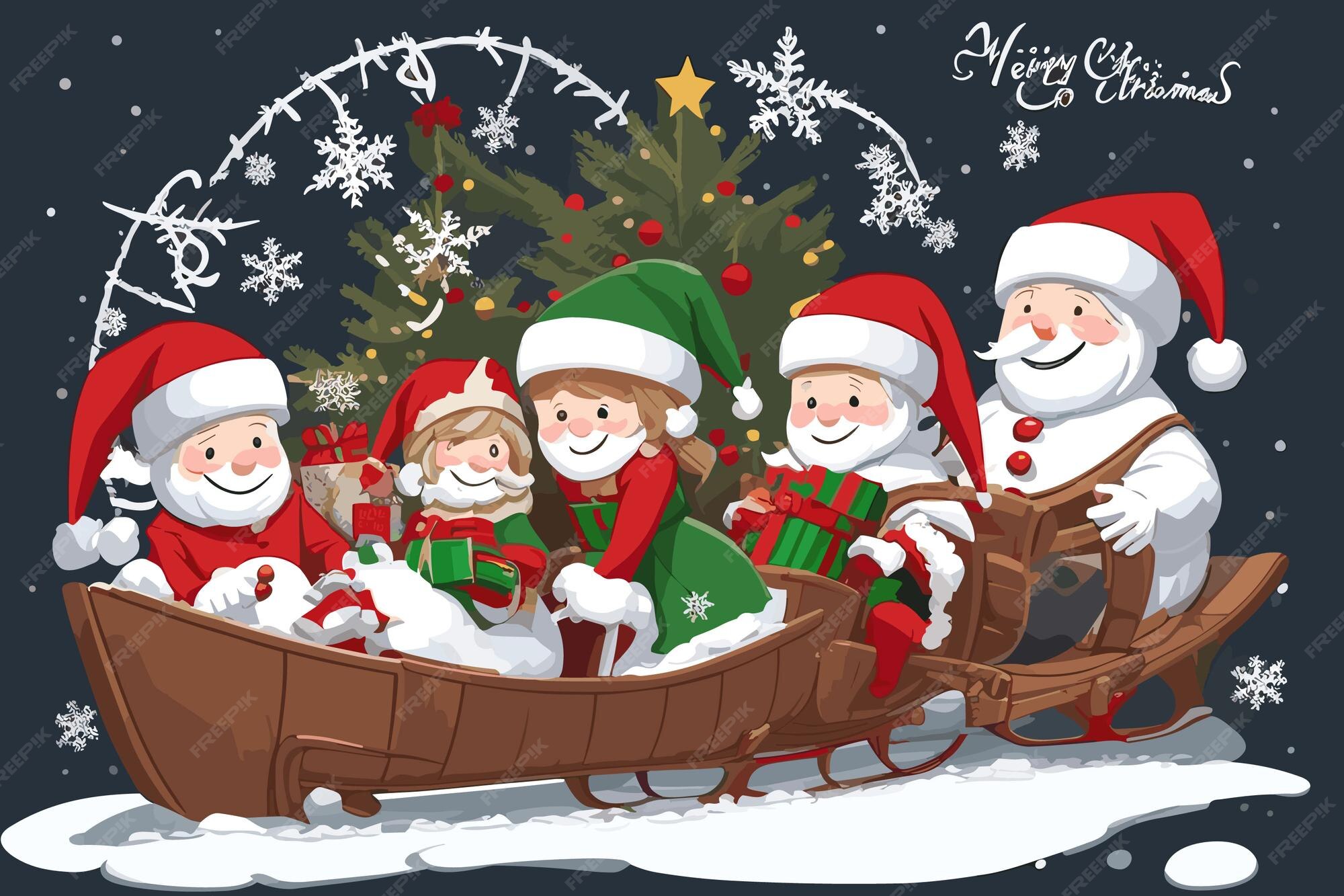 a-christmas-card-with-a-christmas-card-and-a-family-in-a-sleigh