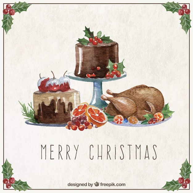 Christmas card with christmas food