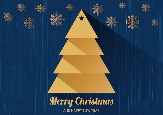 クリスマスツリーのクリスマスカード。フラットデザイン