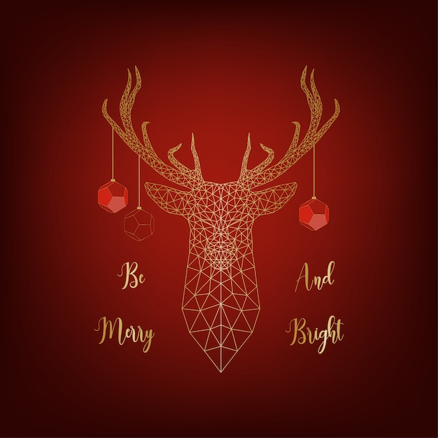 Вектор Рождественская открытка с оленем