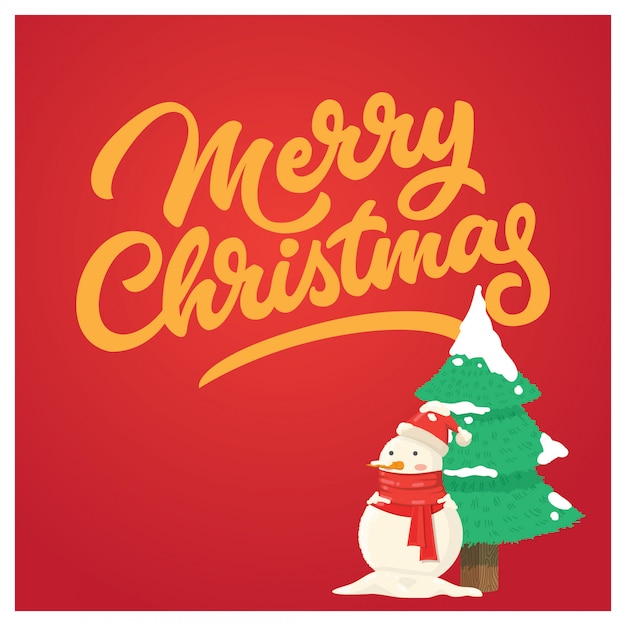 Vector christmas card with funny snowman