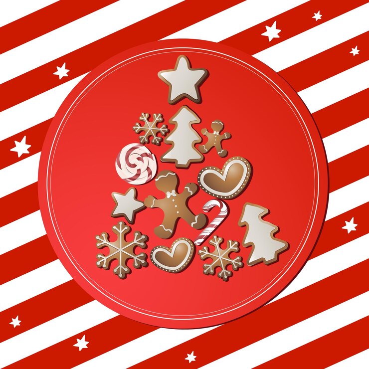 Vector christmas card with gingerbread figurines