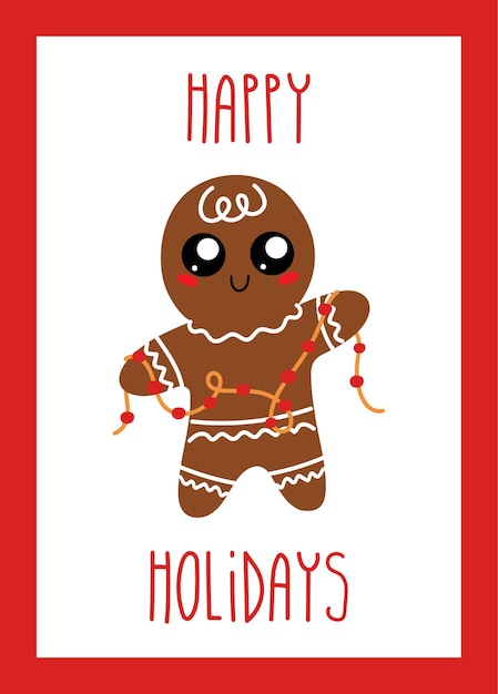 Christmas card with gingerbread