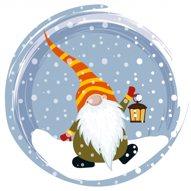 Vector christmas card with gnome