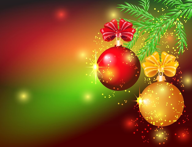 Premium Vector | Christmas card with red and yellow balls