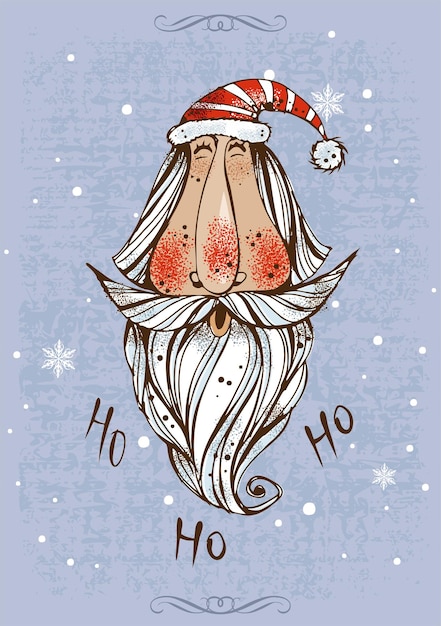 Vector christmas card with santa claus ho ho ho vector