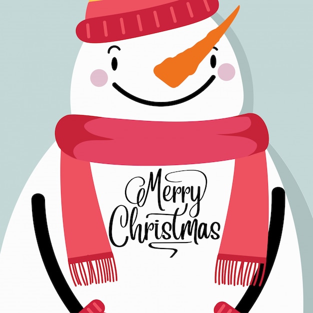 Vector christmas card with snowman