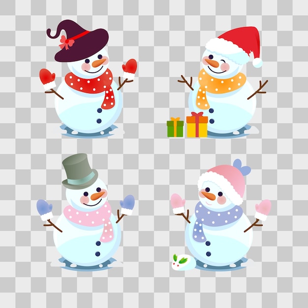 Christmas card with snowmen and gift boxes