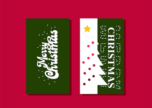 Christmas Cards with Christmas Tree Design Front and back