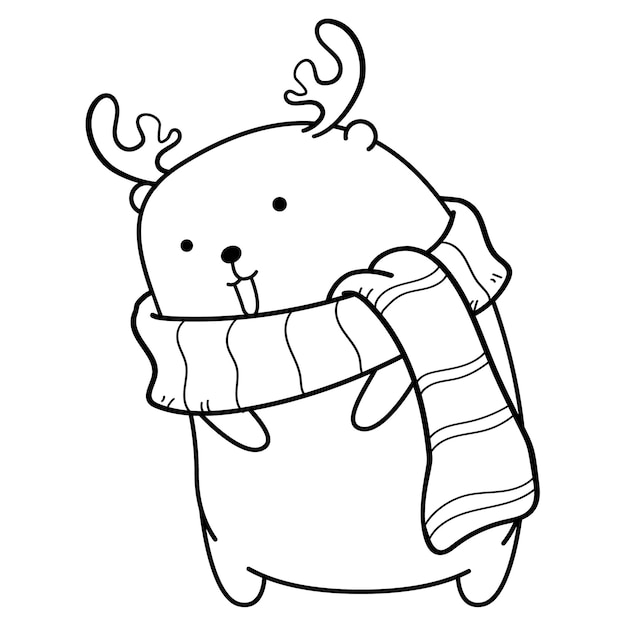 Vector christmas cartoon character coloring page 10