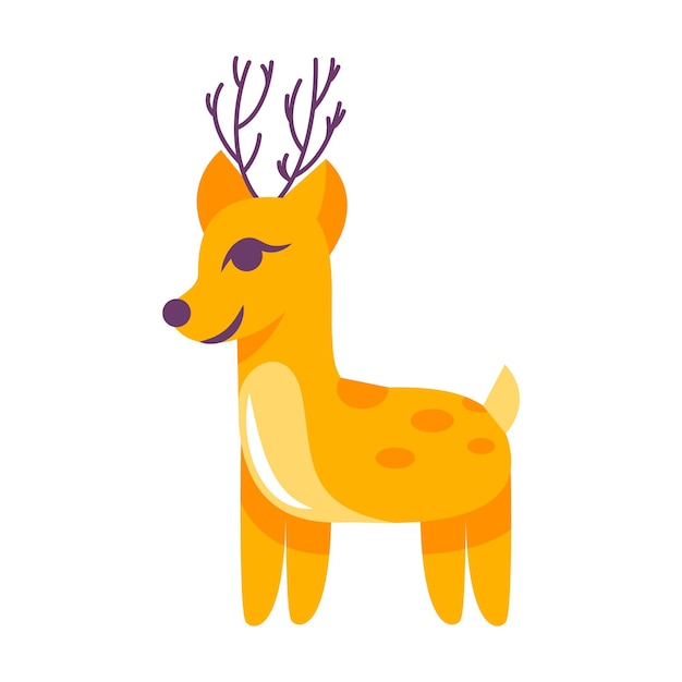 Christmas Cartoon deer. Reindeer on white background. Vector illustration