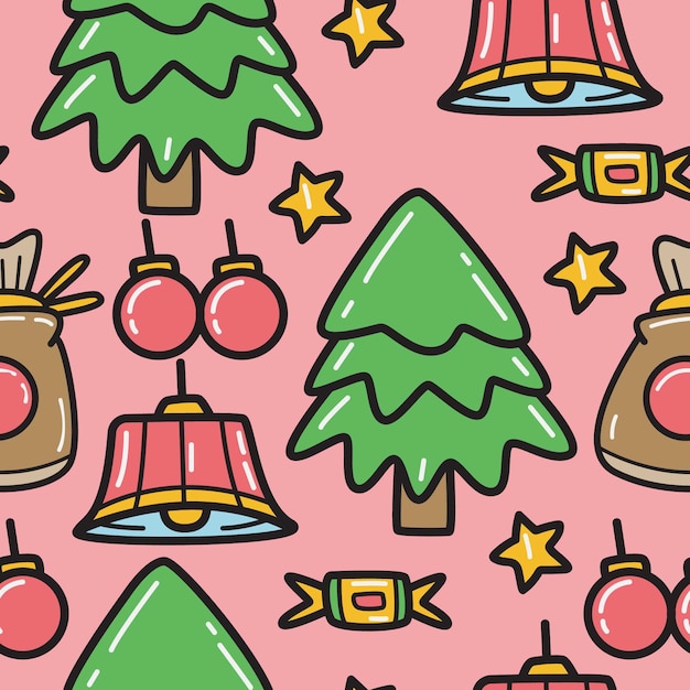 Christmas cartoon doodle pattern design