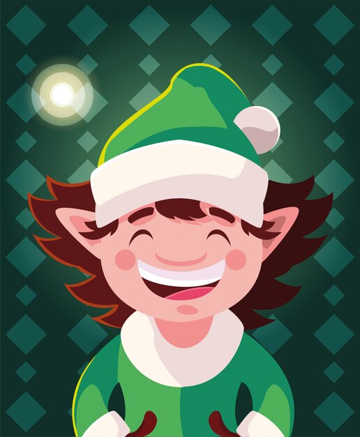 Christmas cartoon of elf with hat