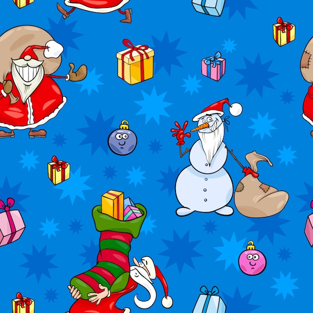 christmas cartoon seamless pattern design