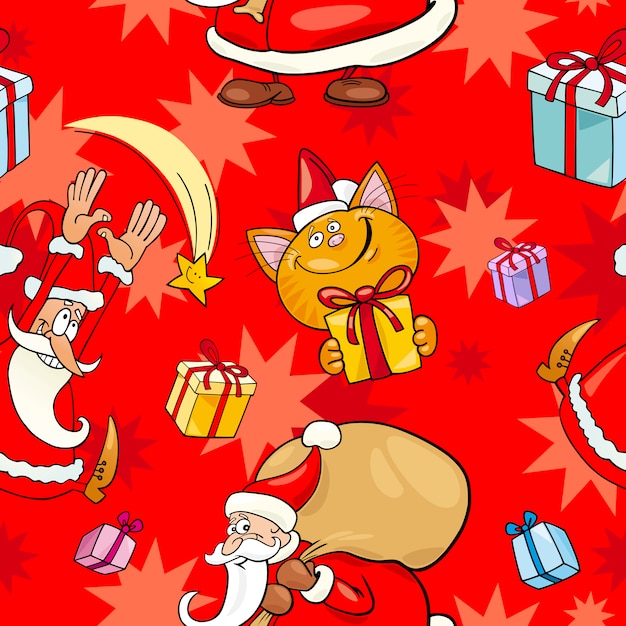 Christmas cartoon seamless pattern