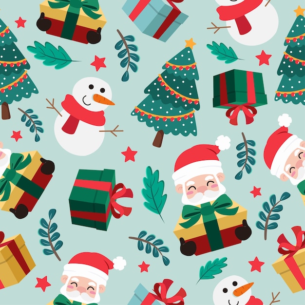 Vector christmas cartoon seamless pattern