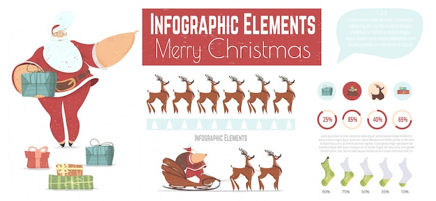 Insieme di elementi di infographics di vettore del fumetto di natale