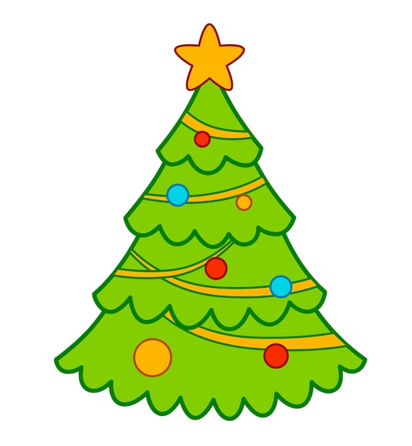 Vector christmas cartoons clip art. christmas tree vector illustration