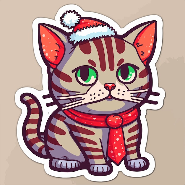 Christmas cat cartoon sticker xmas kitty stickers with ornament Newyear collection