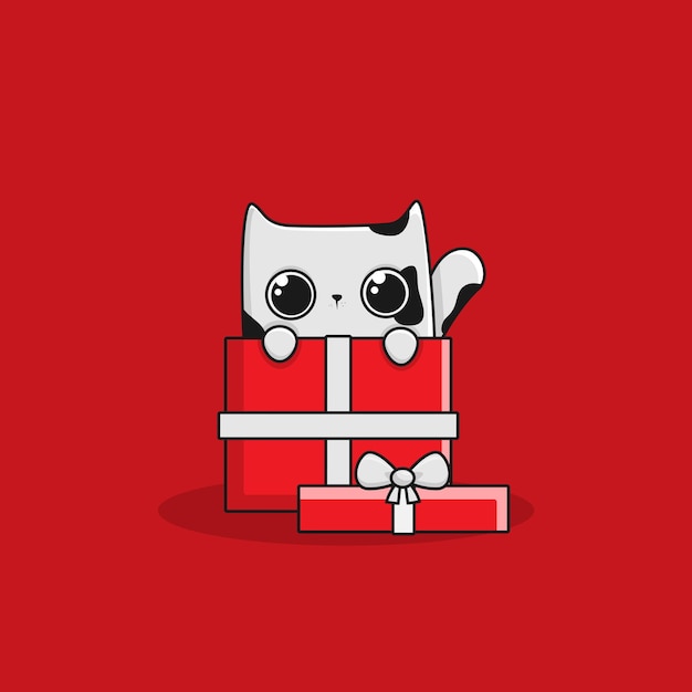 クリスマス猫 ニット帽・セーター・マフラーなどの小物をつけたかわいい猫のメリークリスマスイラスト