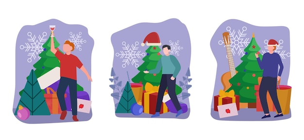 Christmas Celebration Flat Bundle Design Illustration