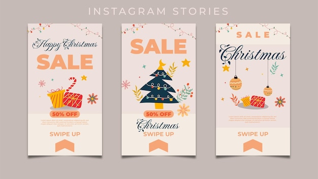 Vector christmas celebration instagram stories set template