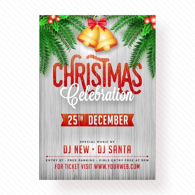 Christmas celebration party poster, banner or flyer design.