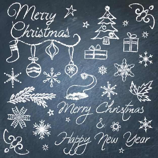 Christmas chalkboard elements