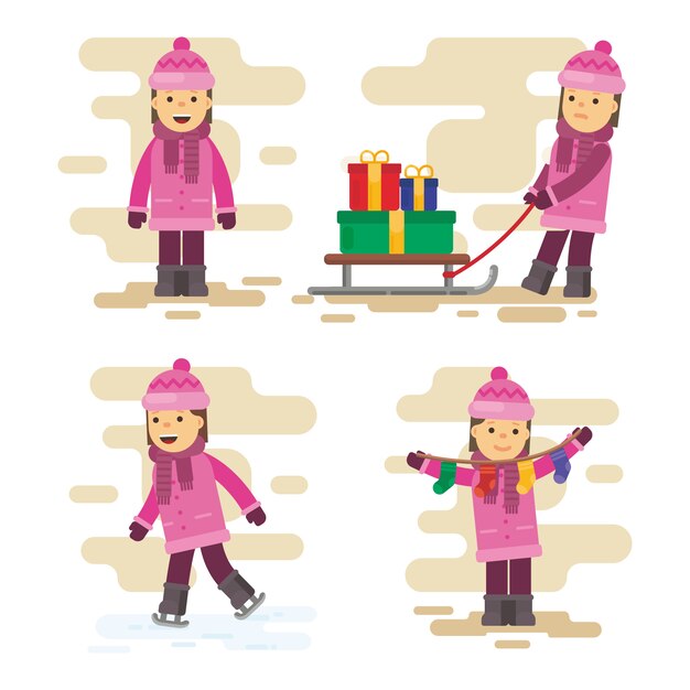 Vector christmas character pack in flat design