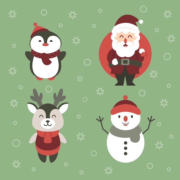 Vector christmas character set illustration