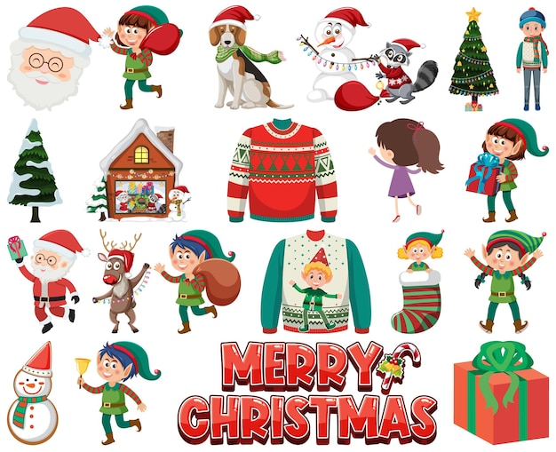 Christmas characters and elements set