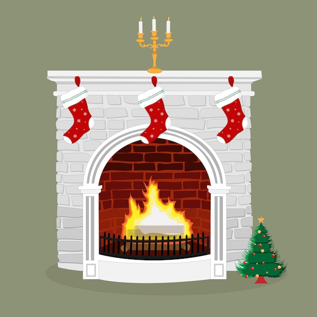 Vector christmas chimney illustration