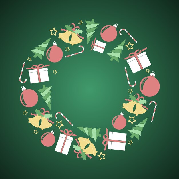 Vector christmas circular decoration with motifs