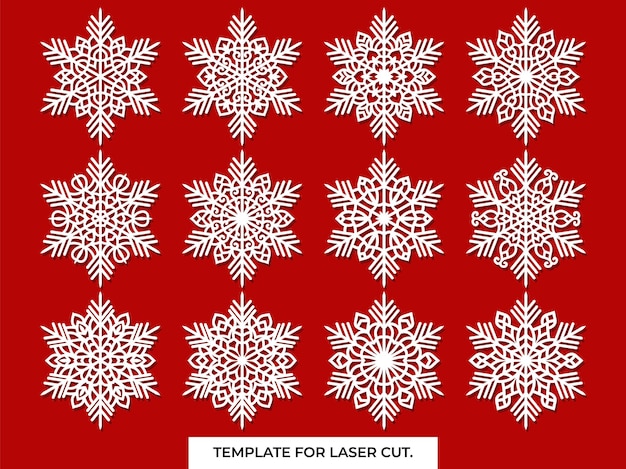 Christmas coaster snowflake with lotus mandala vector template set for cutting and printing orienta