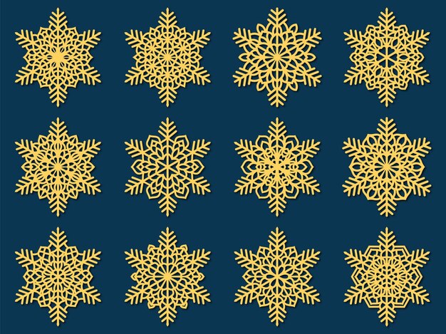 Christmas coaster snowflake with Lotus Mandala Vector Template Set for Cutting and Printing