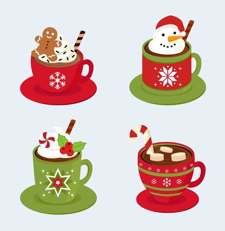 Vector christmas coffee set