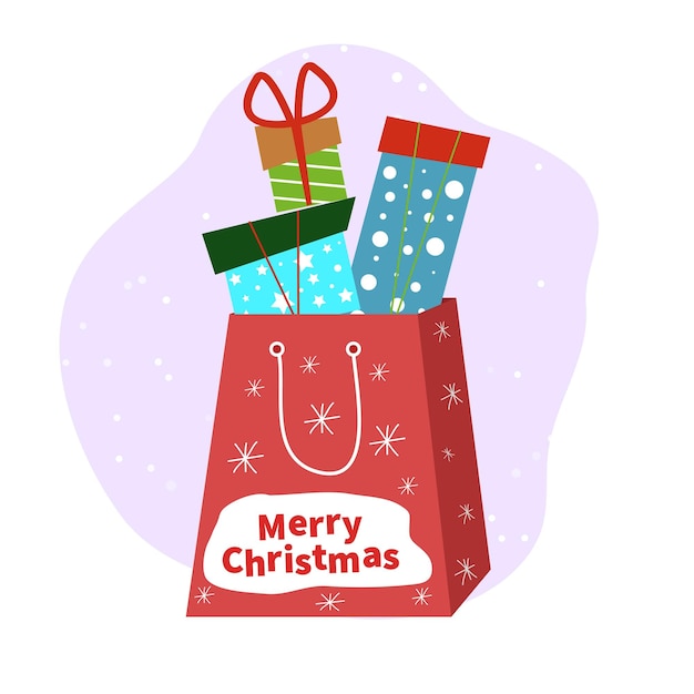 Vector christmas collection flat illustration. christmas shopping and gifts