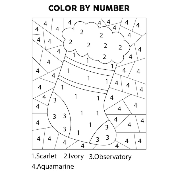 Christmas Color by Number Coloring Page - Christmas Print by Number