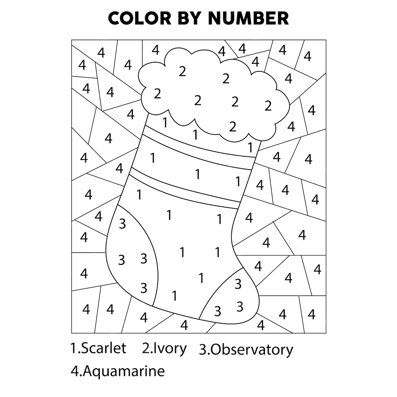 Premium Vector | Christmas color by number coloring page - christmas