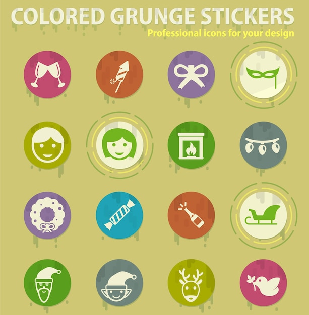 Christmas colored grunge icons