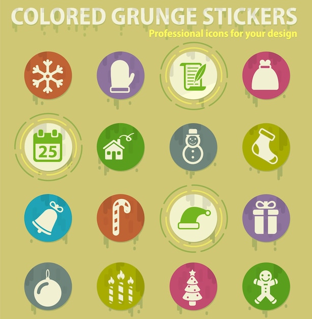 Christmas colored grunge icons