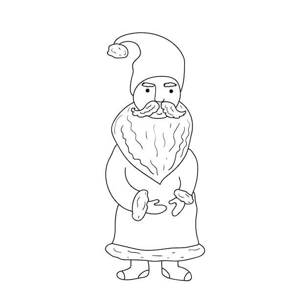 Christmas coloring book page funny hand drawn santa illustration