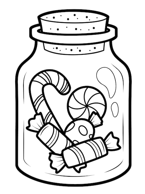 Premium Vector | Christmas coloring book or page for kids. christmas candy black and white vector illustration Premium Vector | Christmas Coloring Book Or Page For Kids. Christmas Candy Black And White Vector Illustration