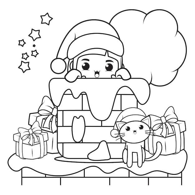 Christmas coloring book with cute girl19