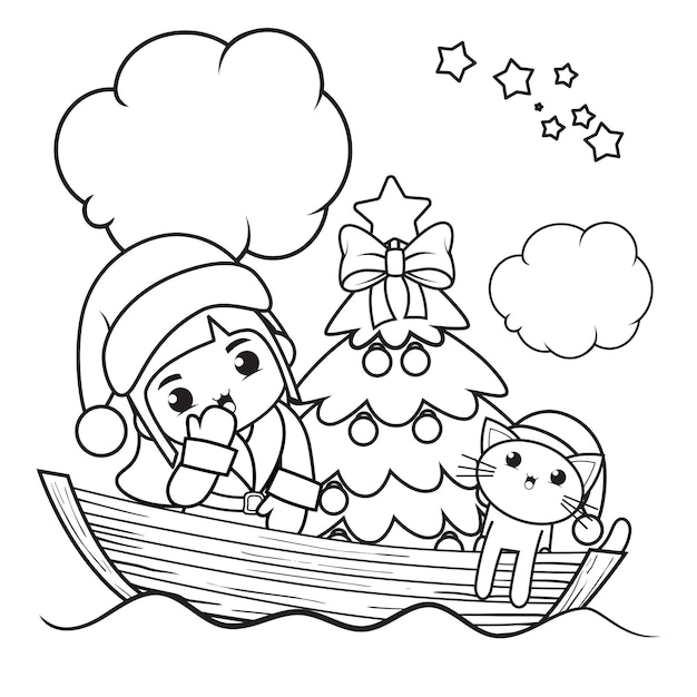 Christmas coloring book with cute girl43