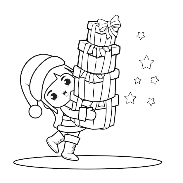 かわいい女の子とクリスマスの塗り絵49