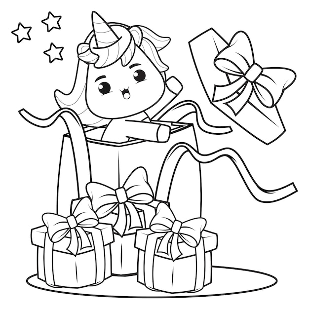 かわいいユニコーンとクリスマスの塗り絵10