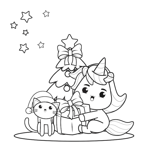 Premium Vector | Christmas coloring book with cute unicorn14